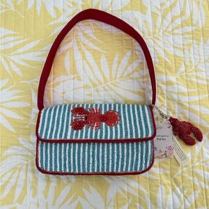 Lobster Shoulder Beaded Bag with Charm